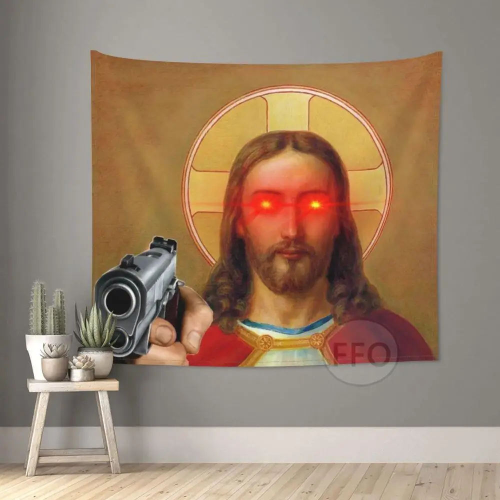 Гобелен с роботом будущего Иисуса Христа Настенный декор мем гобелен