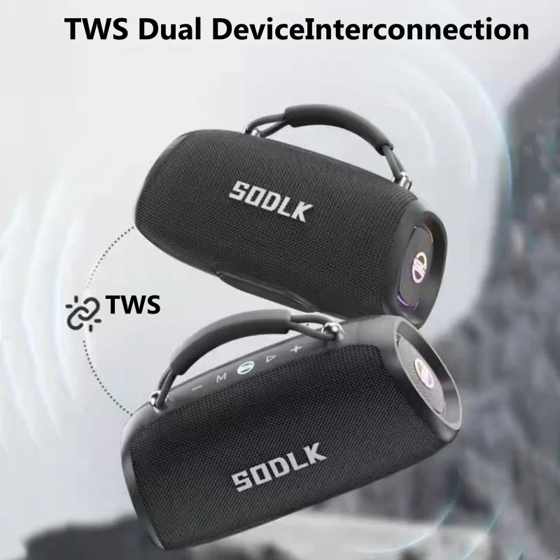 Фото Беспроводная Bluetooth-колонка T330, 100 Вт, с сабвуфером, мощными басами, RGB-подсветкой, для улицы, водонепроницаемая IPX6, для кемпинга и походов, музыкальный плеер №4