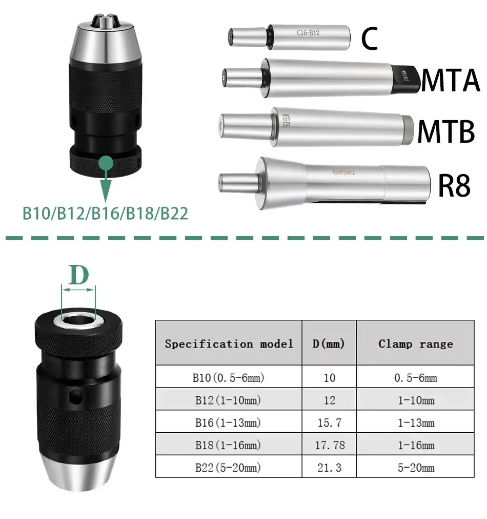 Фото Сверлильный патрон MT2 MT3 MT4 MT5 R8 C10 C12 C16 C20 B10 B12 B16 B18 B22 №3