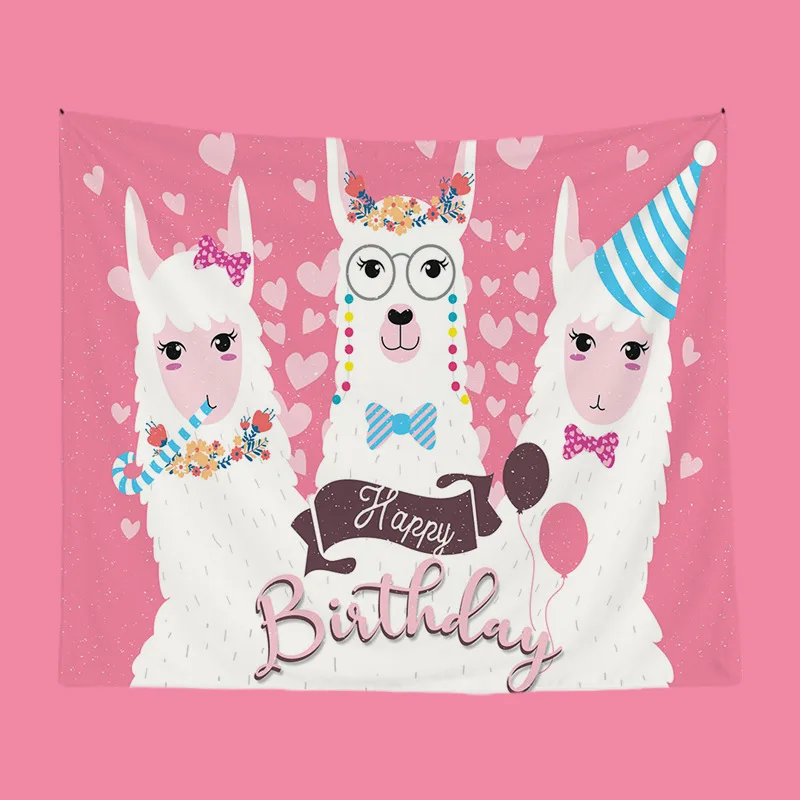 

Happy Birthday Bedding Cute Cartoon Animals Carpet Tapestry Aesthetic Room Decor Blanket Table Cloth Sofa Sets Dormitory Hippie