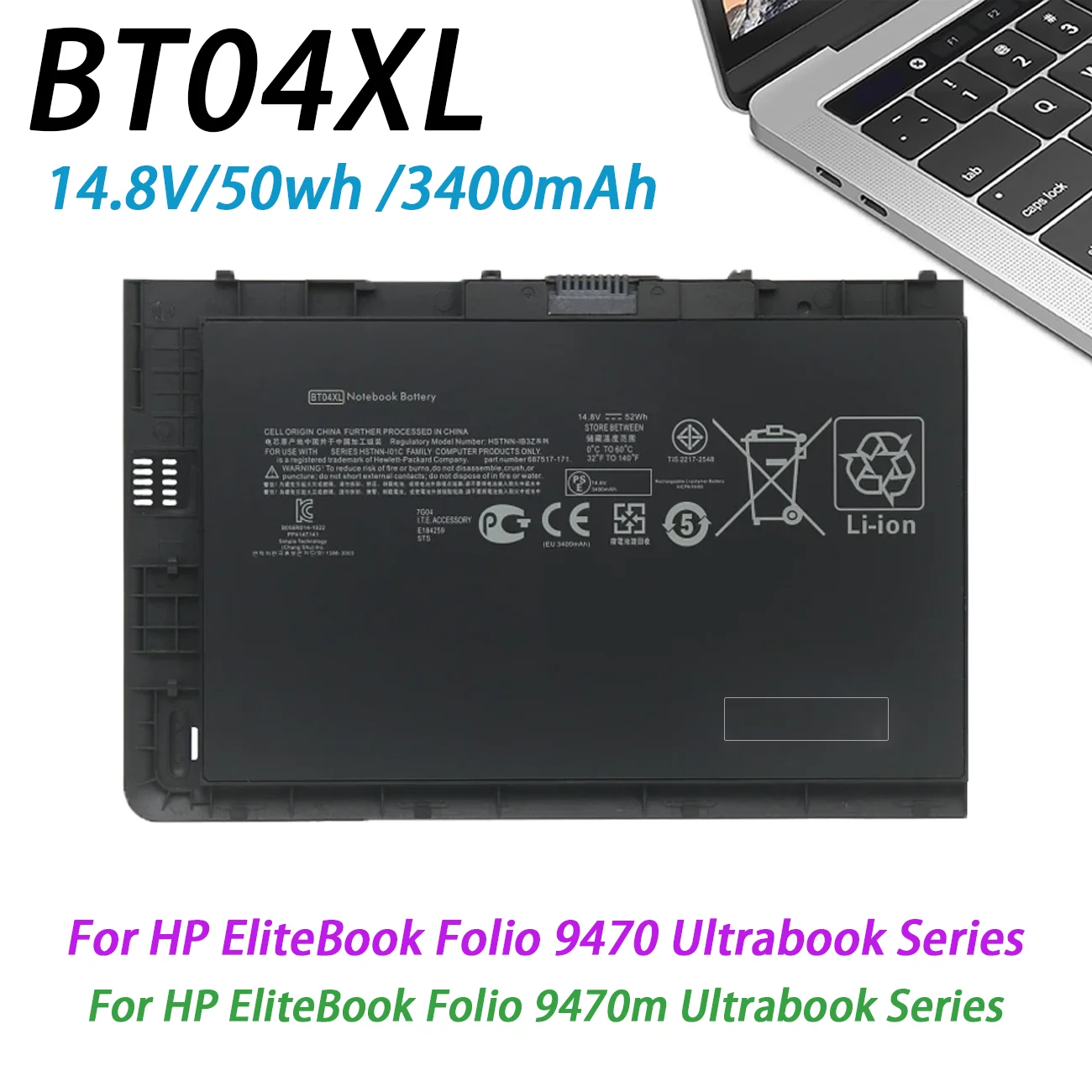 НОВЫЙ BT04XL 687945 -001 Аккумулятор для HP EliteBook Folio 9470 9470M 9480M HSTNN-IB3Z HSTNN-DB3Z HSTNN-I10C BA06