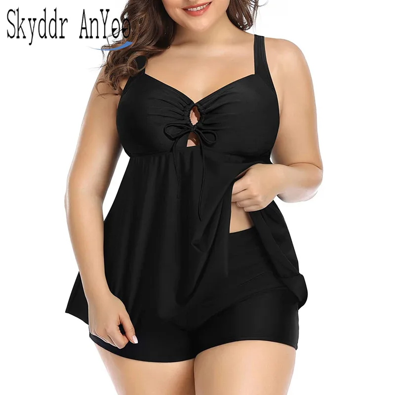 Plus Size 2 Pieces Women's Swimsuit with Shorts Control Tankini Swimwear 2023 Women Bathing Suit
