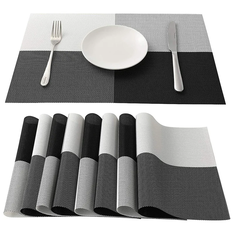

45*30cm PVC Placemat Heat Resistant Washable Durable Dining Table Weave Mats Teslin Vinyl Disc Bowl Coaster Non-slip Pad