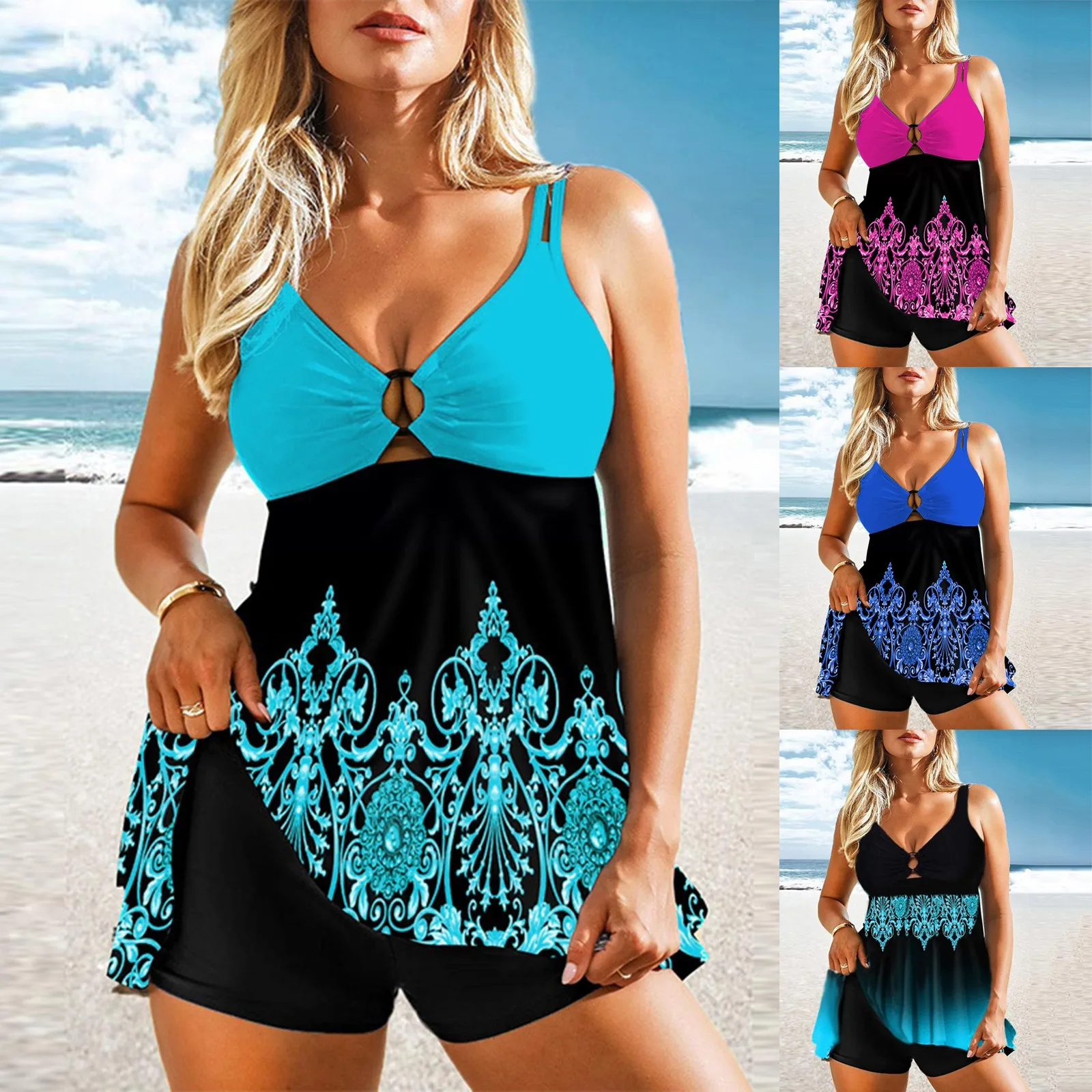 

2022 New Swimsuit Tankini Women's Skirt Split Women's Swimsuit