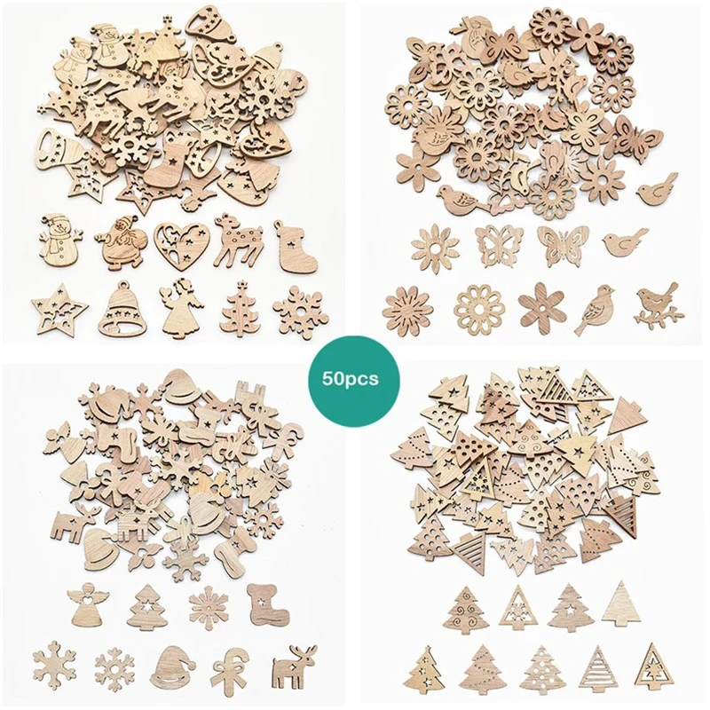 

50 шт. рождественские Подвесные Украшения для новогодней елки из натурального дерева