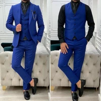 szmanlizi handsome royal blue business men suits groomsman terno masculino formal groom tuxedos for wedding prom blazer 3 pieces