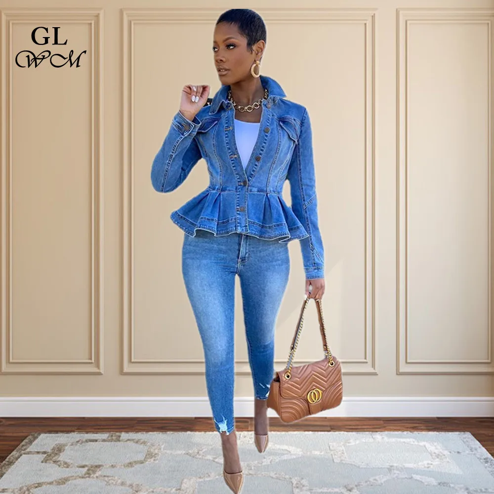 

S-2XL 2022 Casual Chic Women Denim Short Coat Fashion Patchwork Long Sleeve Jeans Jacket Washed Wolesale Dropshipping