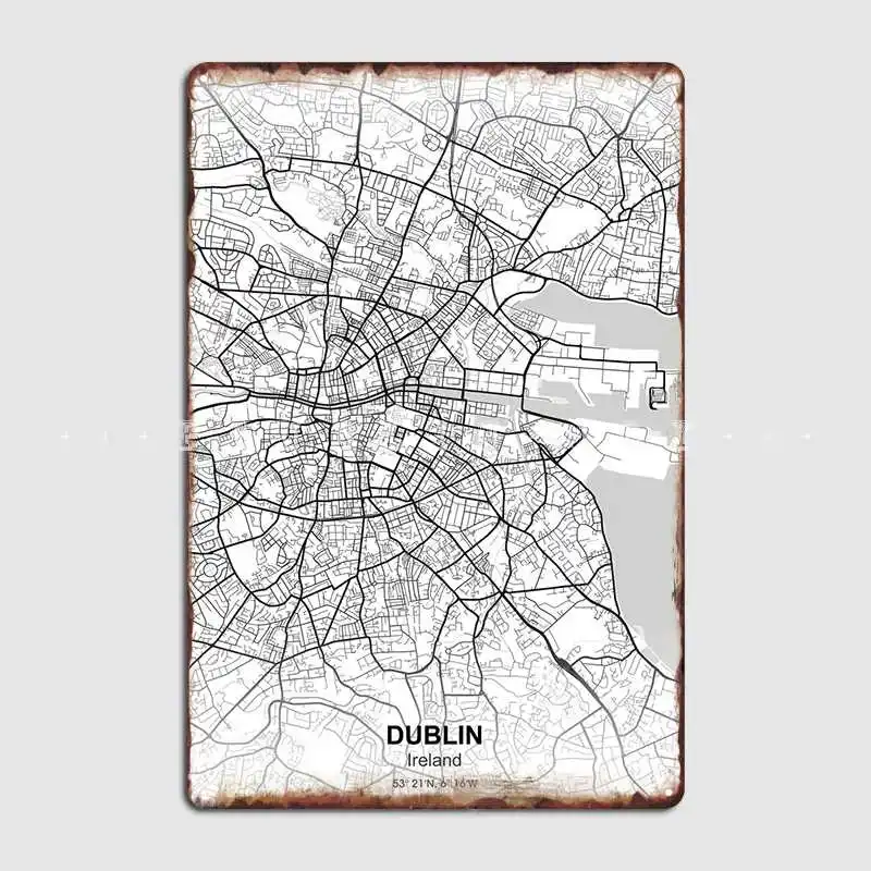 

Dublin Ireland City Map Metal Sign Wall Pub Plaques Club Bar Vintage Tin Sign Poster