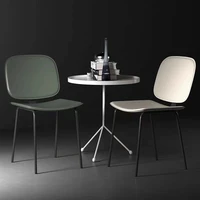 nordic light luxury dining chair saddle leather modern simple family backrest industrial style leisure life stool