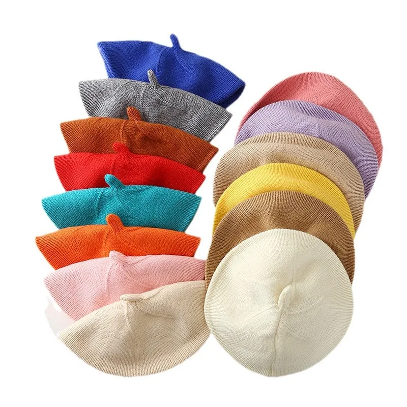 Детская шапка на осень/зиму милый берет с цветочным узором для девочек детская