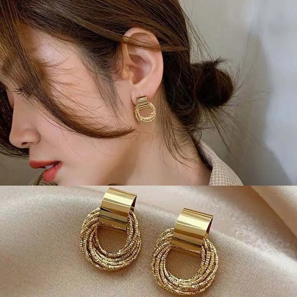 

New 2022 Metallic Party Retro Multiple Wedding Small Circle Pendant Earrings For Woman