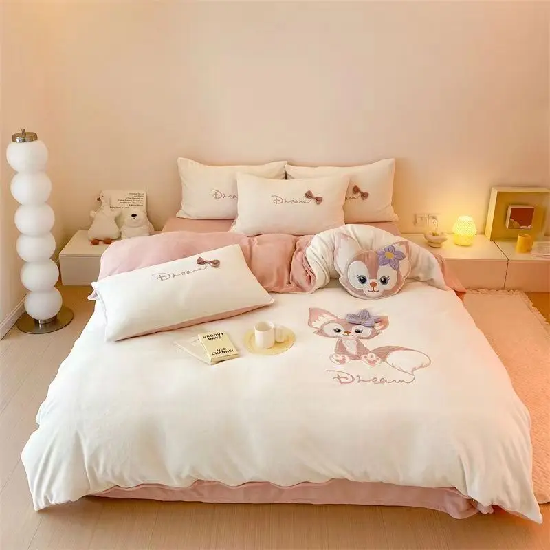 Милое пододеяльник с изображением бурундука теплый бархатный комплект из