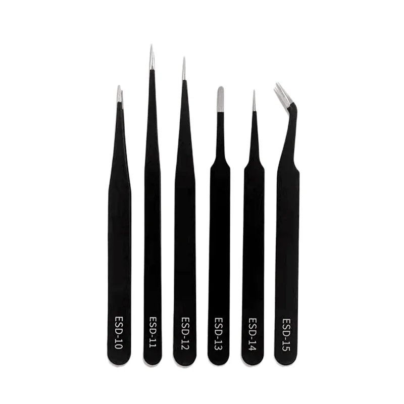 

Vetus ESD-11 Black ESD Pointed Stainless Steel Safe Antistatic Tweezers