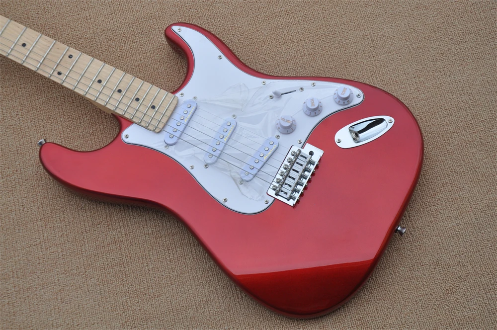 

Chinese guitar factory custom new ST Metallic red light blue electric guitar Real photos in stock 331