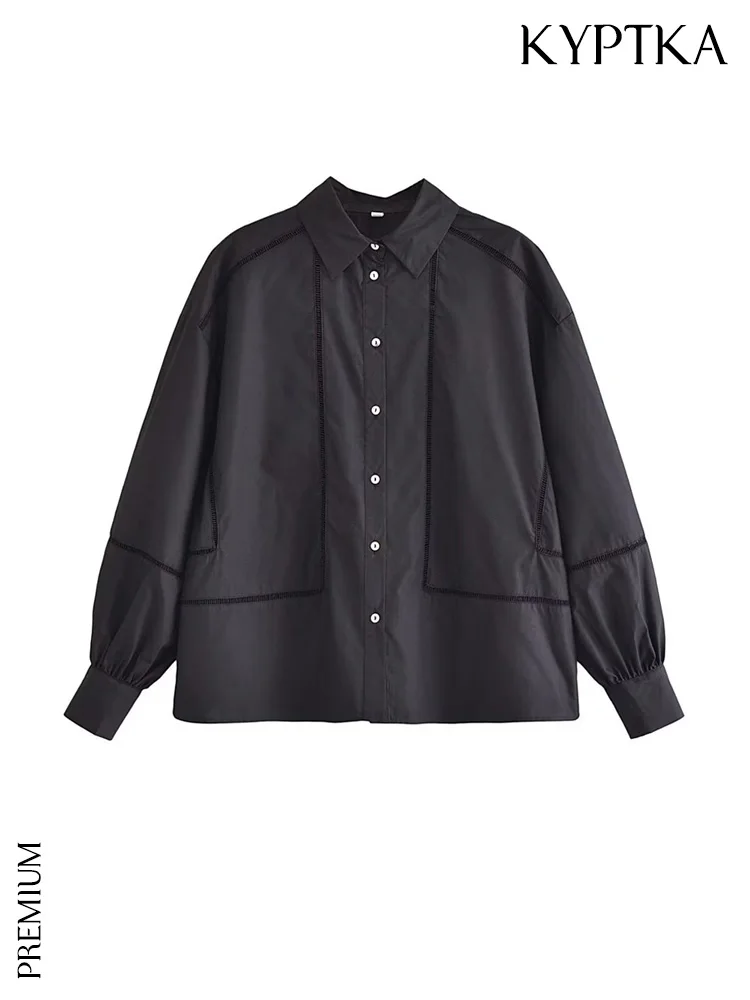 

Женские Модные свободные блузки KYPTKA, винтажные блузки с длинным рукавом и пуговицами, шикарные топы в стиле пэчворк