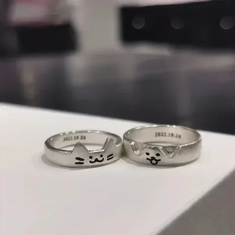 Парные кольца из цинкового сплава с кошками и собаками