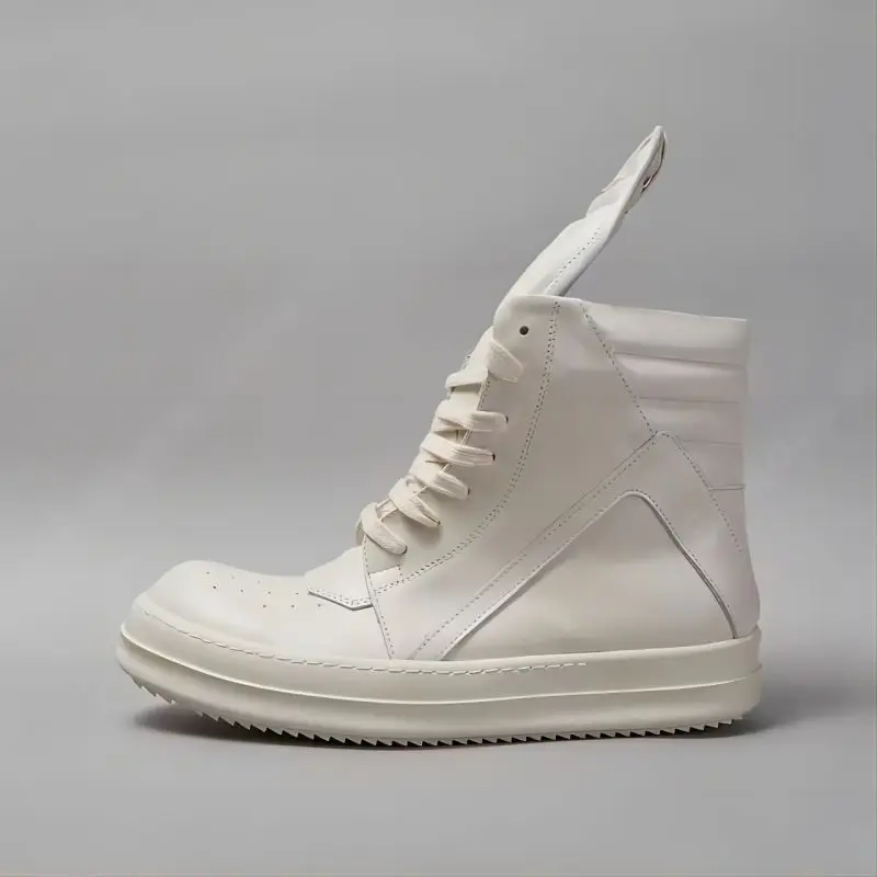 Бренд Rick Мужская обувь Повседневные женские кроссовки Белые кожаные высокие