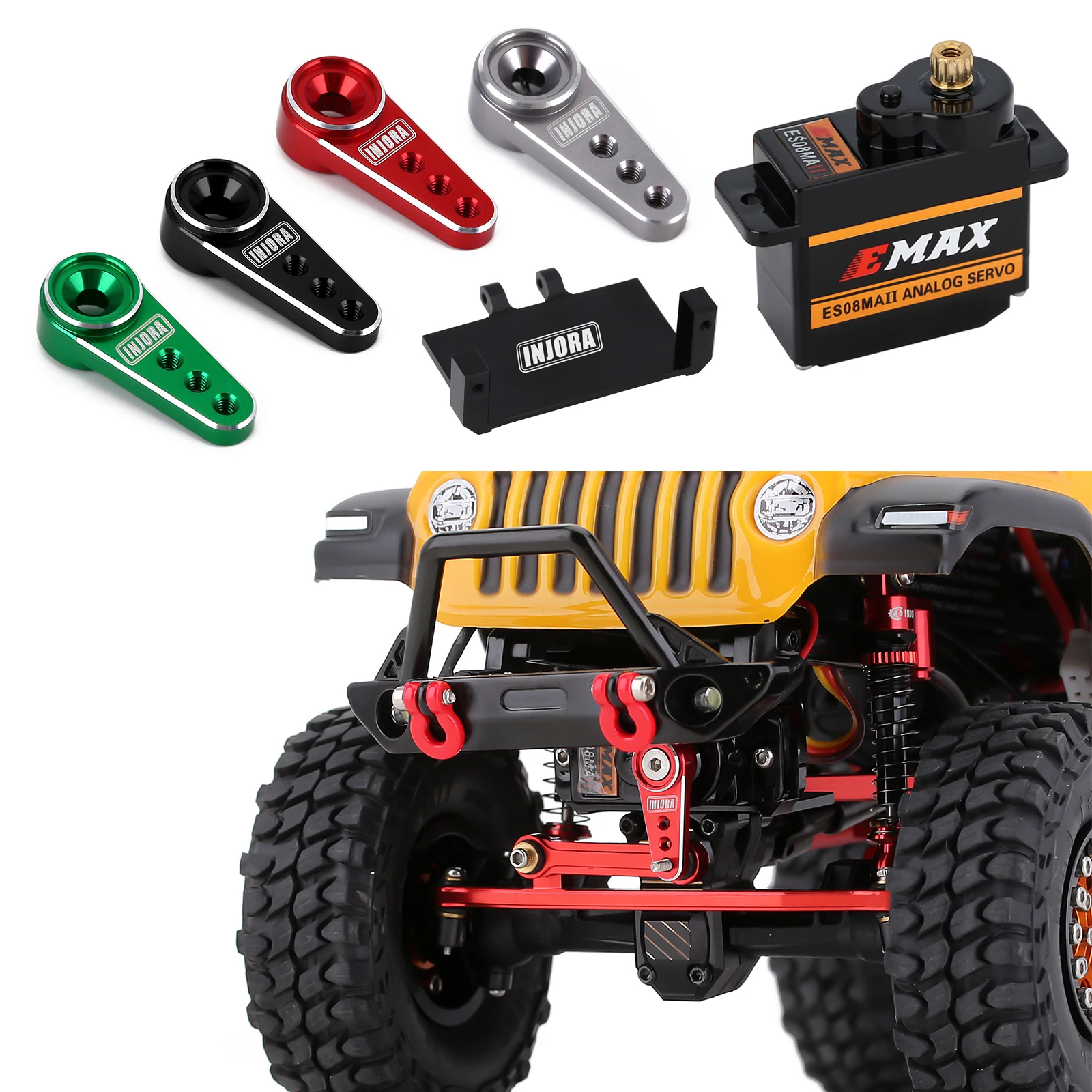 1PCS Metal Gear EMax ES08MA II Analog Servo Mount &amp Horn for 1/24 Axial SCX24 AX24 RC Car Boat Model Upgrade Parts - купить по