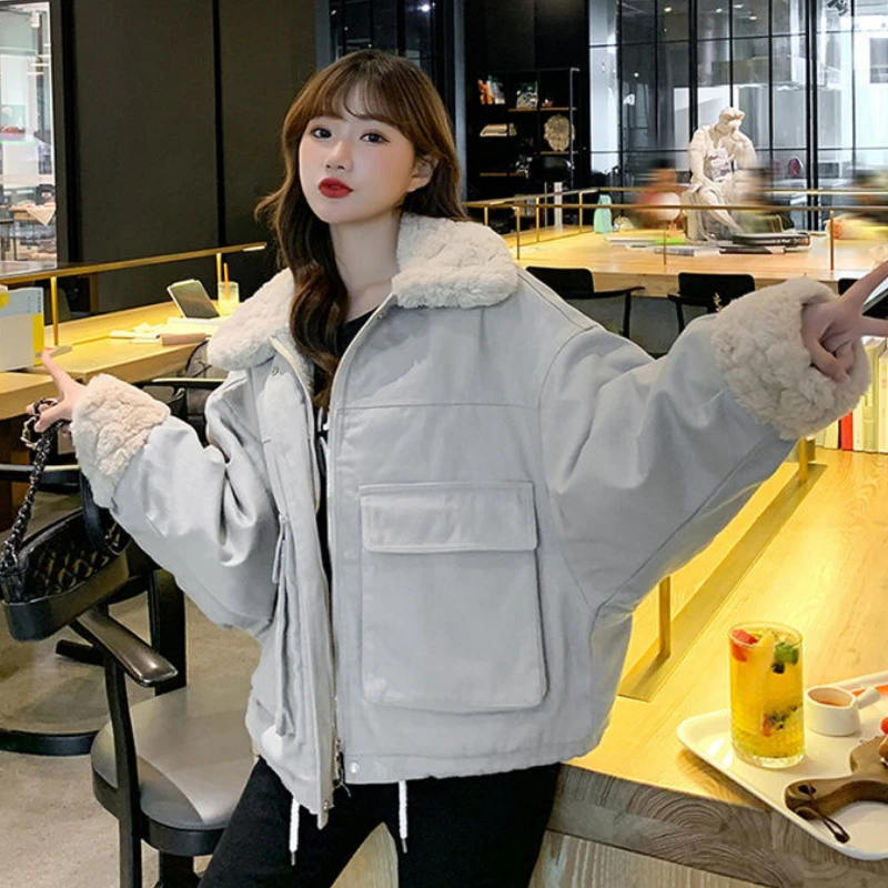 Women's Winter Lamb Wool Coat Short Padded Jacket Parka Jacket Warmth Free Shipping Korean Fashion Loose Wholesale Slim Fit New