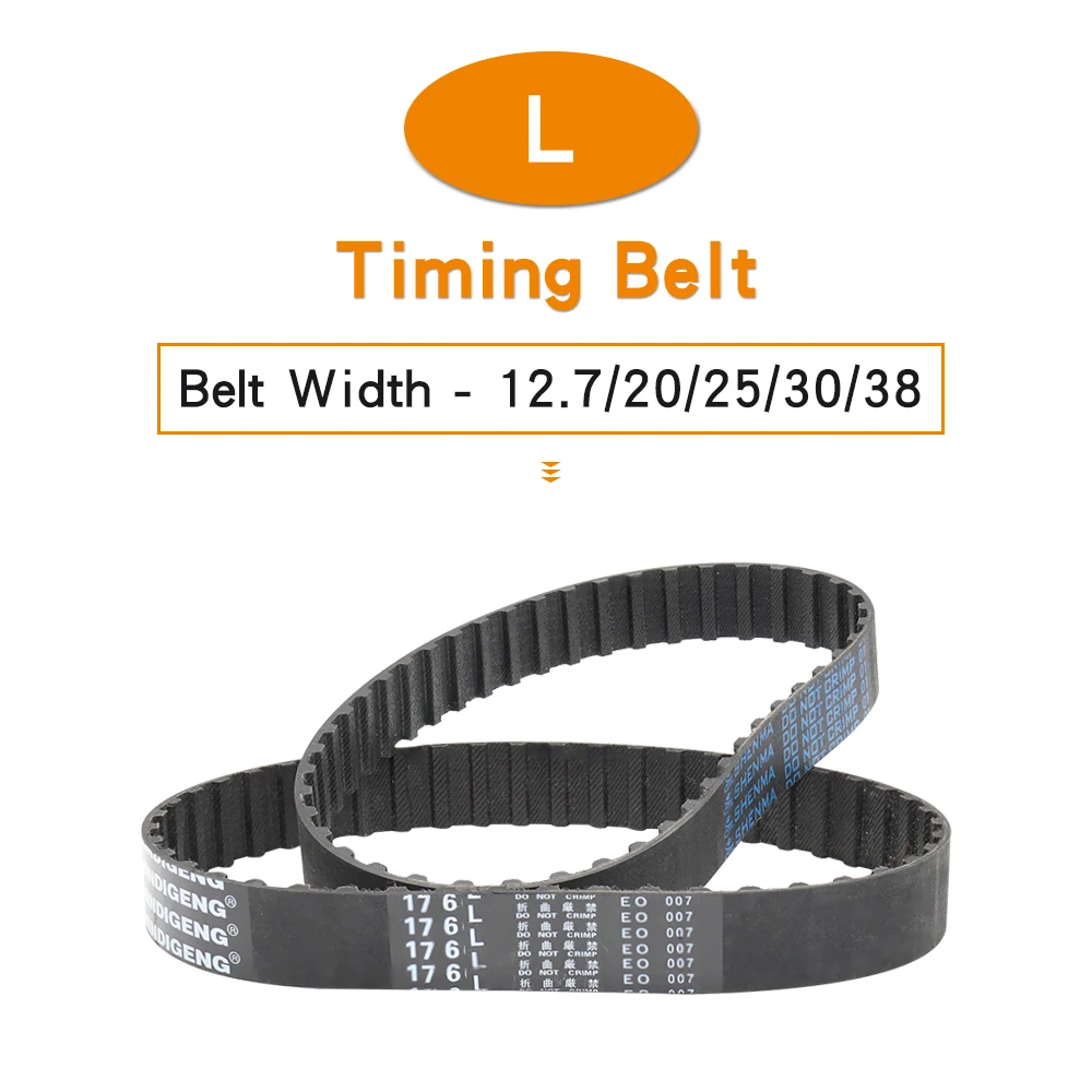 

L Timing Belt 173L/176L/177L/180L/185L/187L/191L/195L/198L/200L/202L Closed Loop Rubber Pulley Belt Width 12.7/20/25/30/38 mm