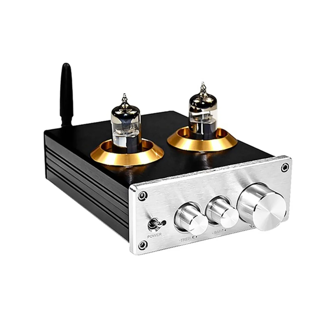 

HiFi 6J5 (Upgrade 6J1) Bluetooth 5.0 Tube Preamp Amplifier Stereo Preamplifier with Treble Bass Tone Ajustment, Silver