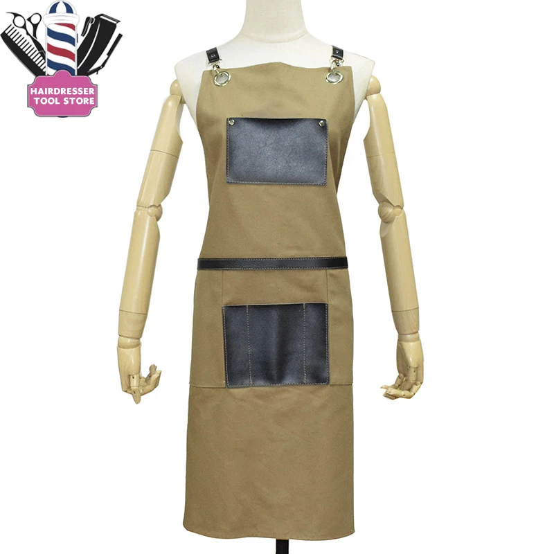 

Hair Stylist Makeup Artist Canvas Aprons Fashion Anti Static Waterproof Stylist Workwear Hair Coloring Salon Styling Cloth