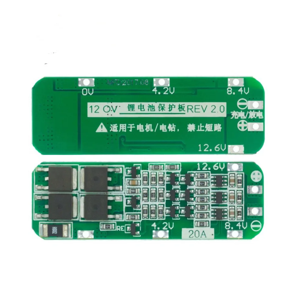 

3S 20A Li-ion Lithium Battery 18650 Charger PCB BMS Protection Board For Drill Motor 12.6V Lipo Cell Module 64x20x3.4mm