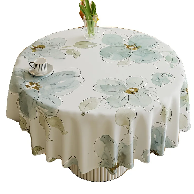 Round Table Tablecloth Waterproof Oil-Proof Anti-Scald Disposable round Mat Ins Sle Plastic PVC Tabl...