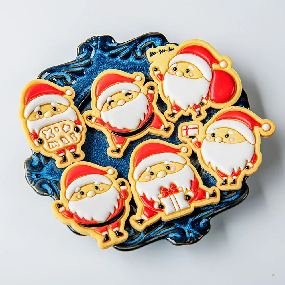 

Christmas Cake Cookie Press Stamp Deer Santa Claus Snowman Acrylic Fondant Sugar Craft Mould Kitchen Baking Tools Biscuit Cutter