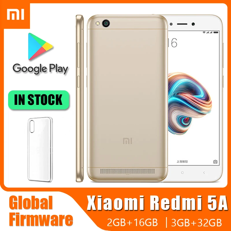 Original Cellphone Xiaomi Redmi 5A Smartphone, with Phone Case and film 3000mah Dual sim Mobile Phone