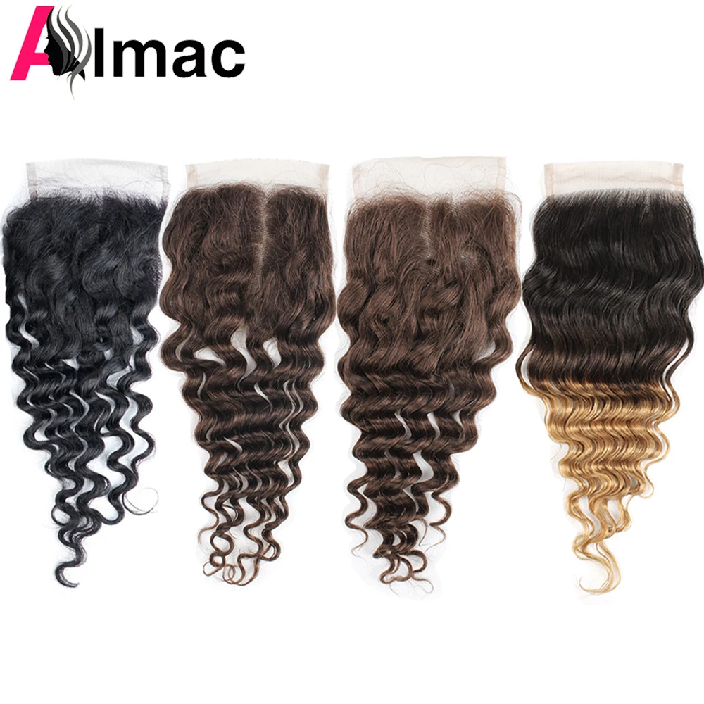 Кудри 4x4 кружевная застежка натуральные черные медовые блонд коричневые волосы