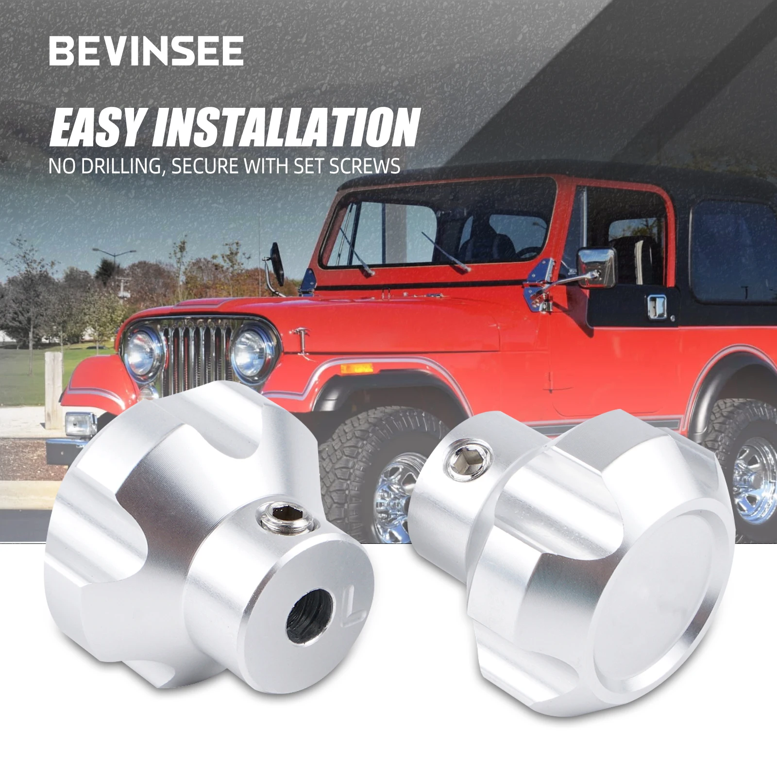 Комплект ручек приборной панели BEVINSEE для Jeep CJ5 CJ7 CJ8 1976-1986 6 шт. (черный/серебристый)