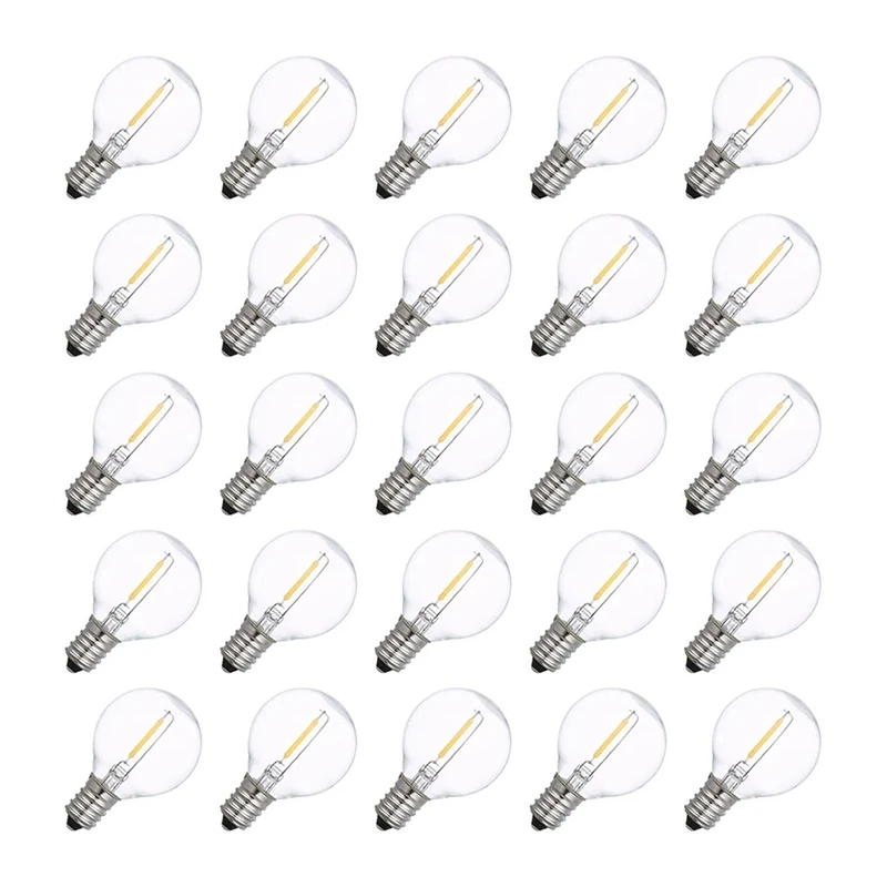 

25Pcs LED G40 E14 Replacement Bulbs 0.6W 2700K LED Filament Light Lighting Bulbs Home Holiday Party Decoration