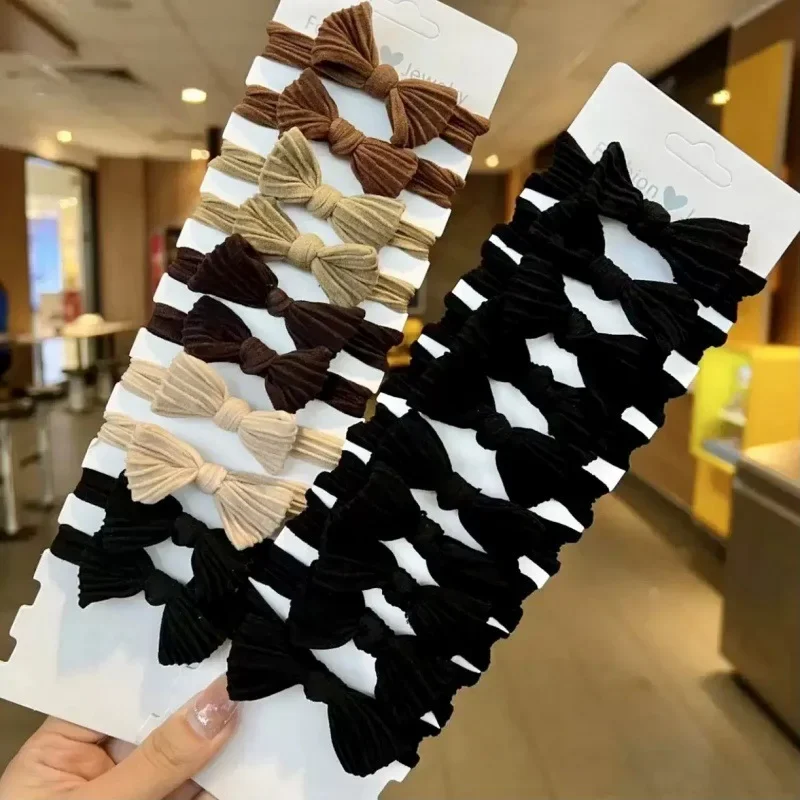 2024 Autumn Women's Korean Style Hair Ties with Butterfly Knot High Ponytail Rubber Bands Fashion Headbands Girls Accessories