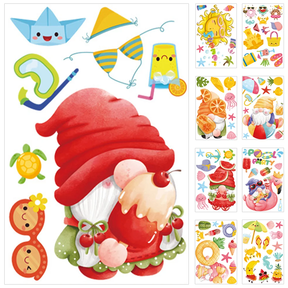 

9 Sheets Party Static Window Cling Window Decor Hawaiian Party Decor Gnome Window Clings Spring Decorations Home