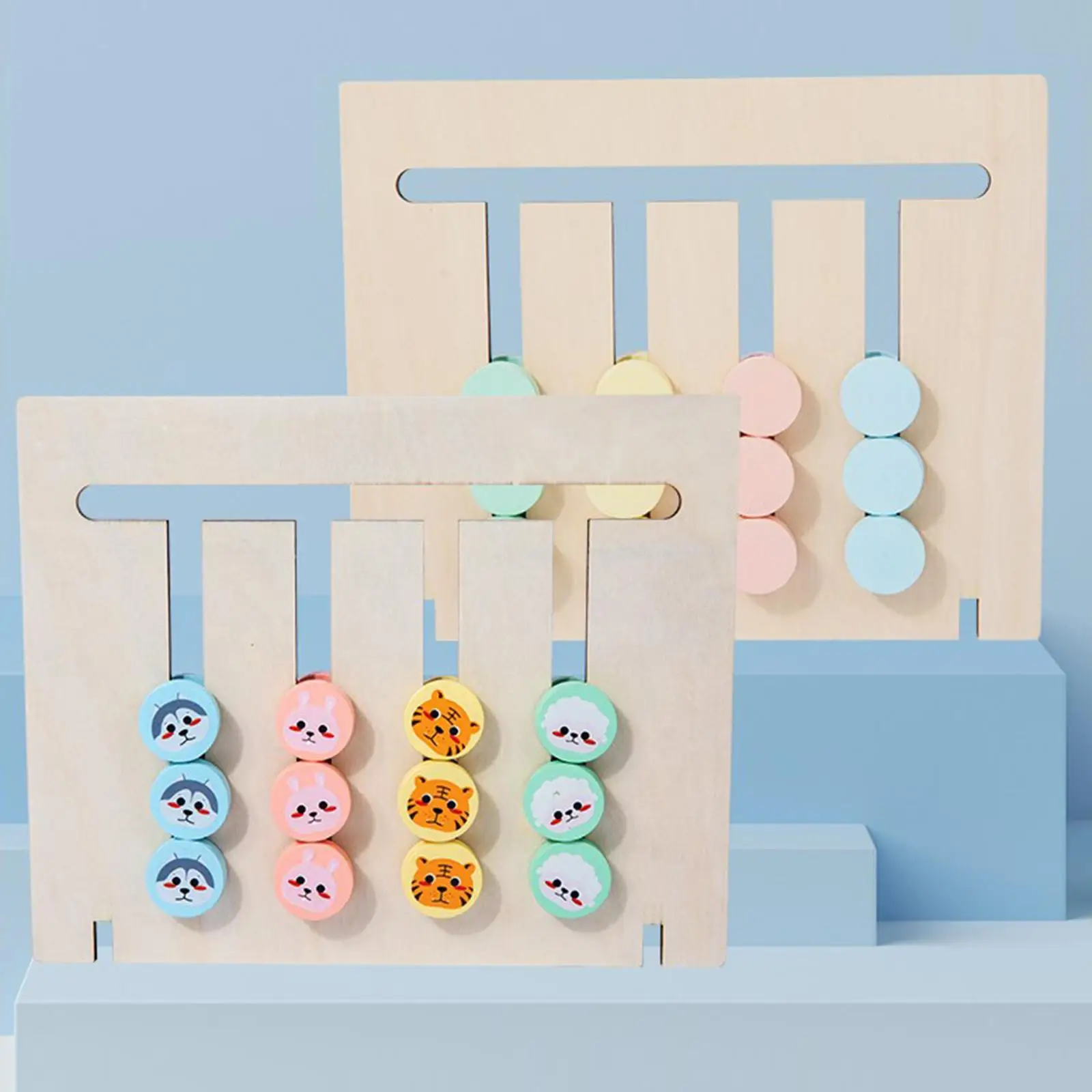 

Kids Slide Puzzle Board Wood Animal Sorting Toy for Toddler Smooth Surface