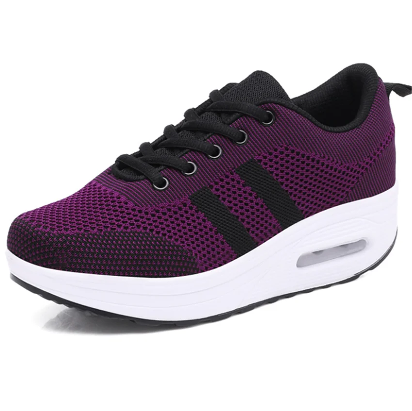 Women Air Cushion Running Shoes Flying Weaving Vamp Low-top Outdoor Breathable Casual Sneakers Summer Size 35-40