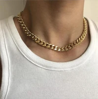 18k real gold stainless steel mens necklace cuban chain thick chain chain punk pendant mens and womens jewelry necklace