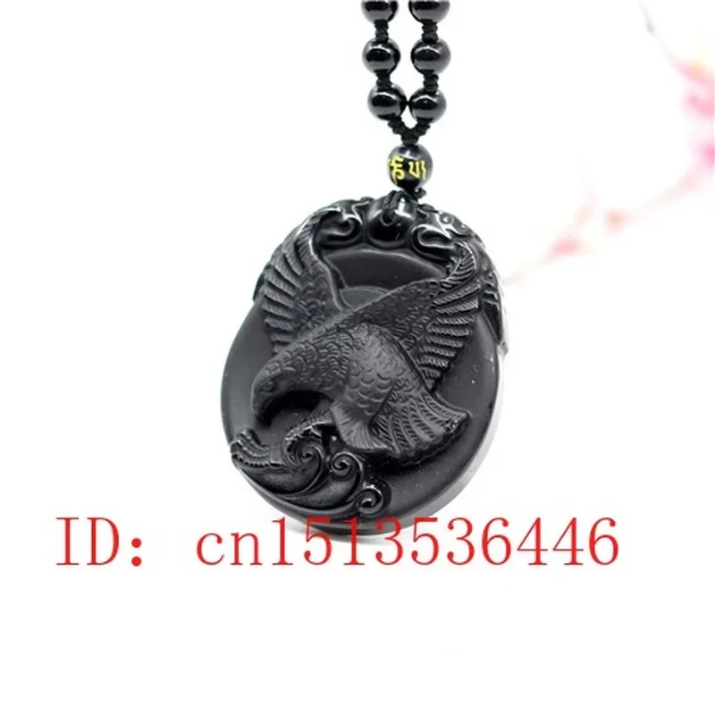 Обсидиановый кулон в виде орла натуральная ручная резьба ожерелье из восьми