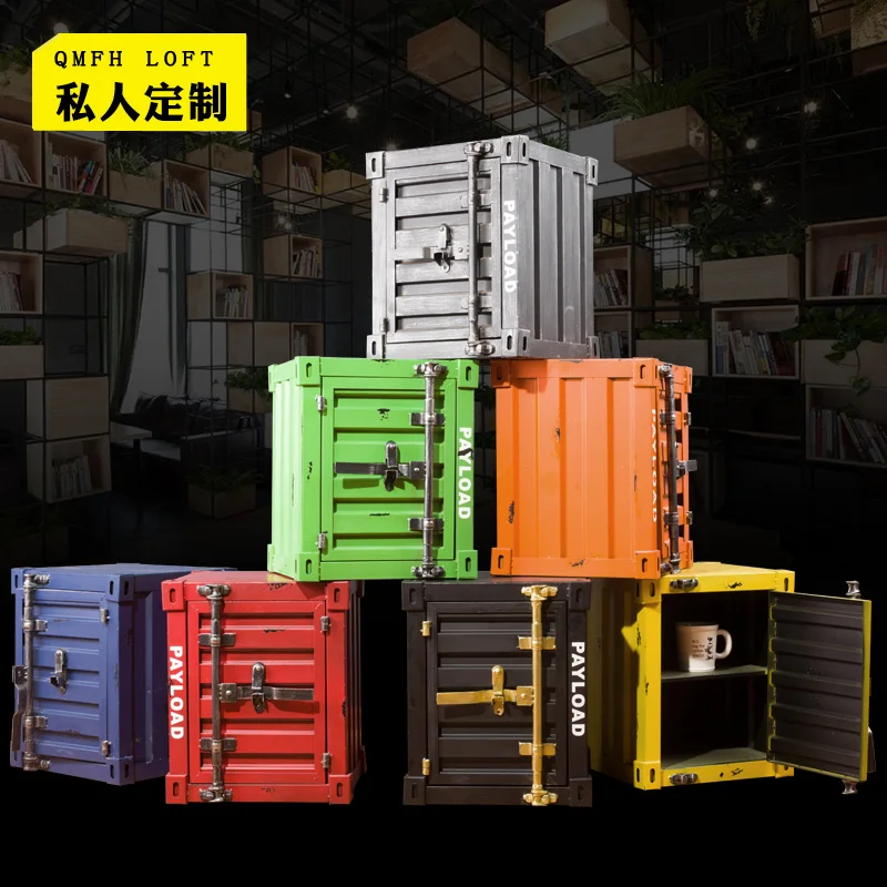 

Vintage Metal Industrial Bedside Bedstand Theme Container Sofa Side Coffee Table Night Table for Bedroom Furniture Bedroom