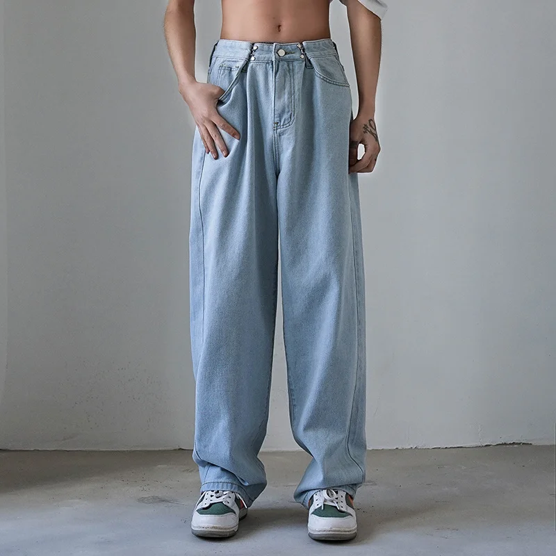 4 Colors Baggy Jeans Men Fashion Retro Casual Wide Leg Jeans Mens Streetwear Korean Loose Hip Hop Straight Denim Pants Men M-2XL