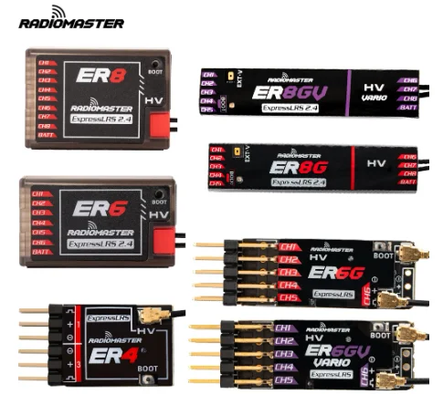 Радиомастер PWM приемник ER4 4CH/ER6 ER6G ER6GV 2 4G 6CH/ER8 ER8G ER8GV 8CH CRSF ExpressLRS 4 ГГц 100 мВт для