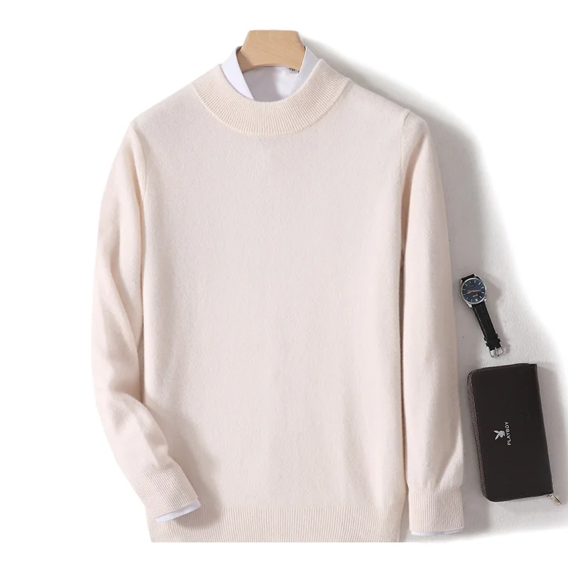 Классические мужские вязаные толстые базовые Топы с длинным рукавом и высоким