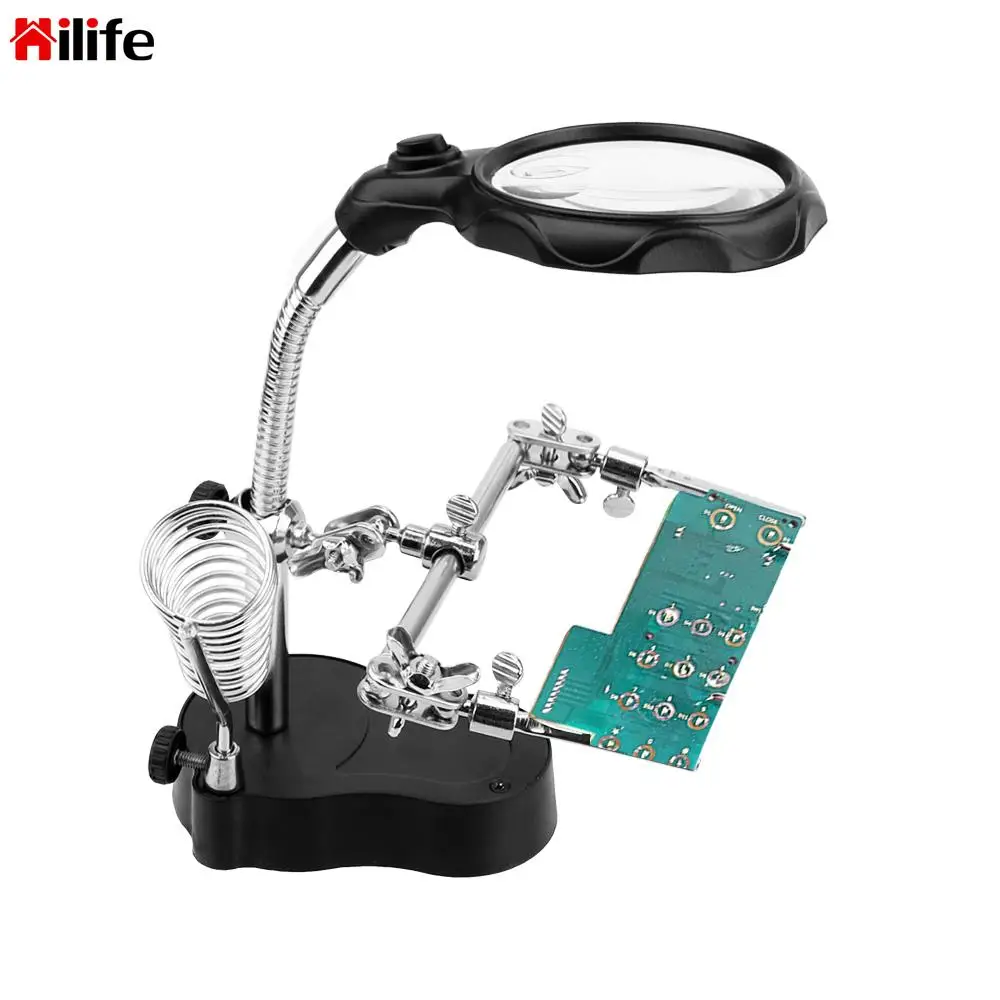 

Desktop Soldering Holder Repair Tool Welding Equipment Magnifier LED Lighting Soldering Stand Auxiliary Tool Third Hand Helping