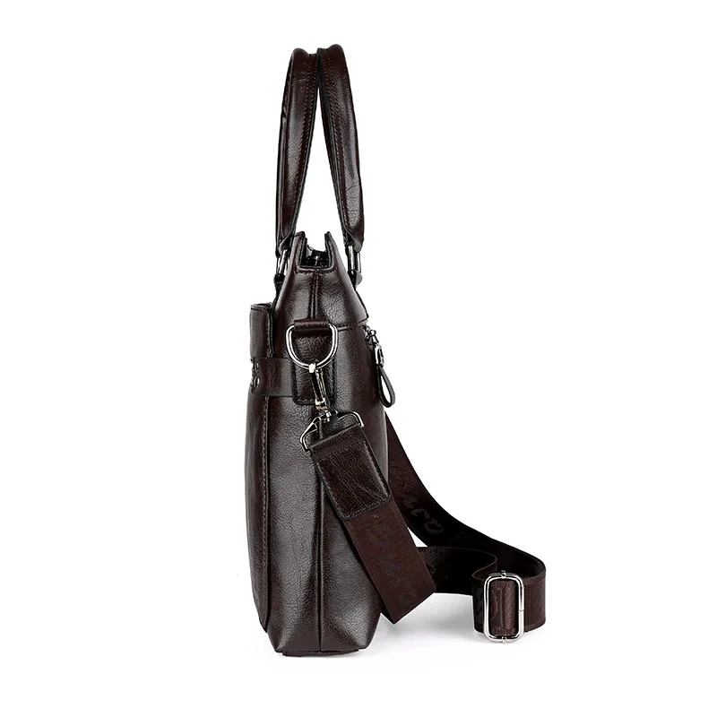 Men's Handbag Pu Leather Horizontal Business Briefcase Computer Bag Shoulder Diagonal Bag Leisure Travel Office Bag Documents