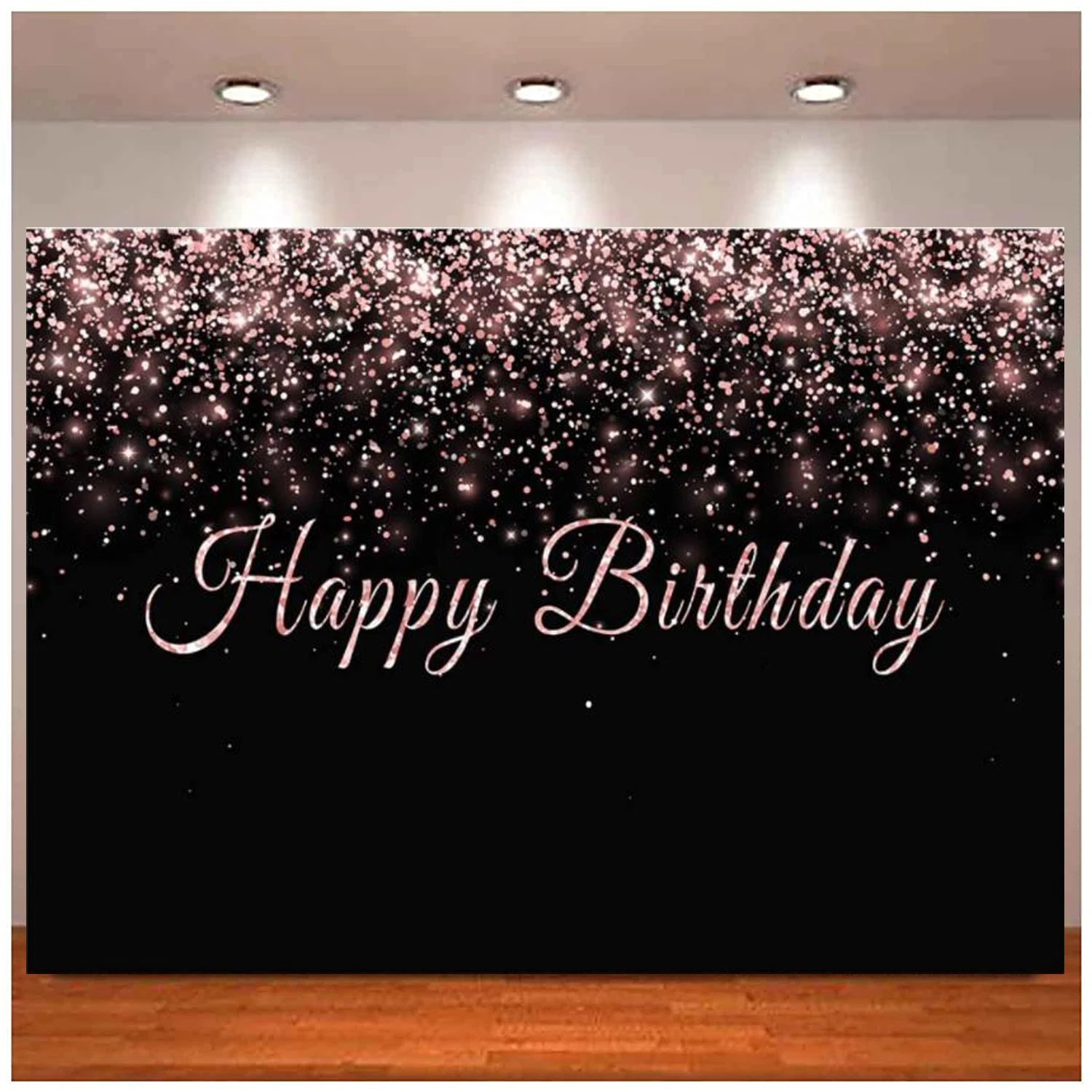 

Photography Backdrop 16th 30th 40th 50th 60th Birthday Party Background Black And Rose Gold Teens Girls Cake Table Banner Pink