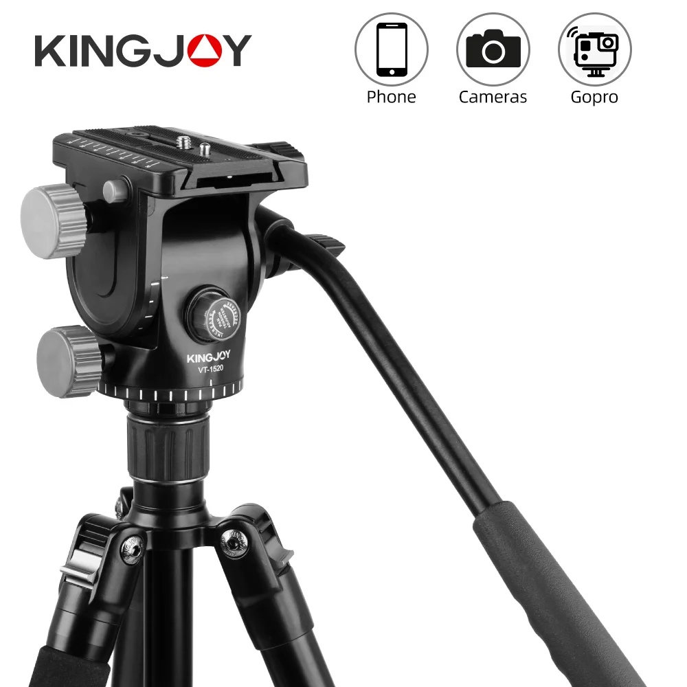 Панорамная головка штатива KINGJOY с поворотом на 360 °, алюминиевая гидравлическая подставка для штатива и монопода, держатель для камеры, SLR DSLR