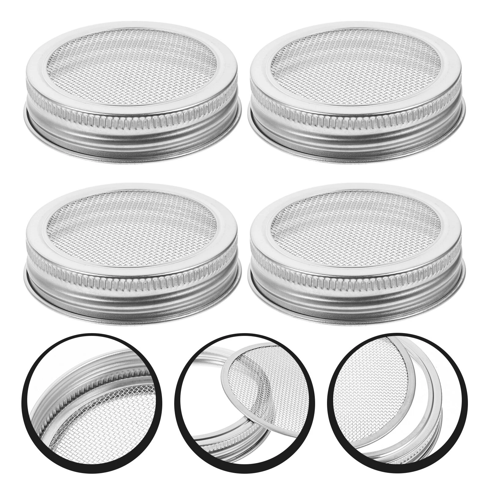 

4 Pcs Mason Jar Sprout Lids Mesh Drain Wide Mouth Sprouting Replacement Holes Jars Bean Screen Kit