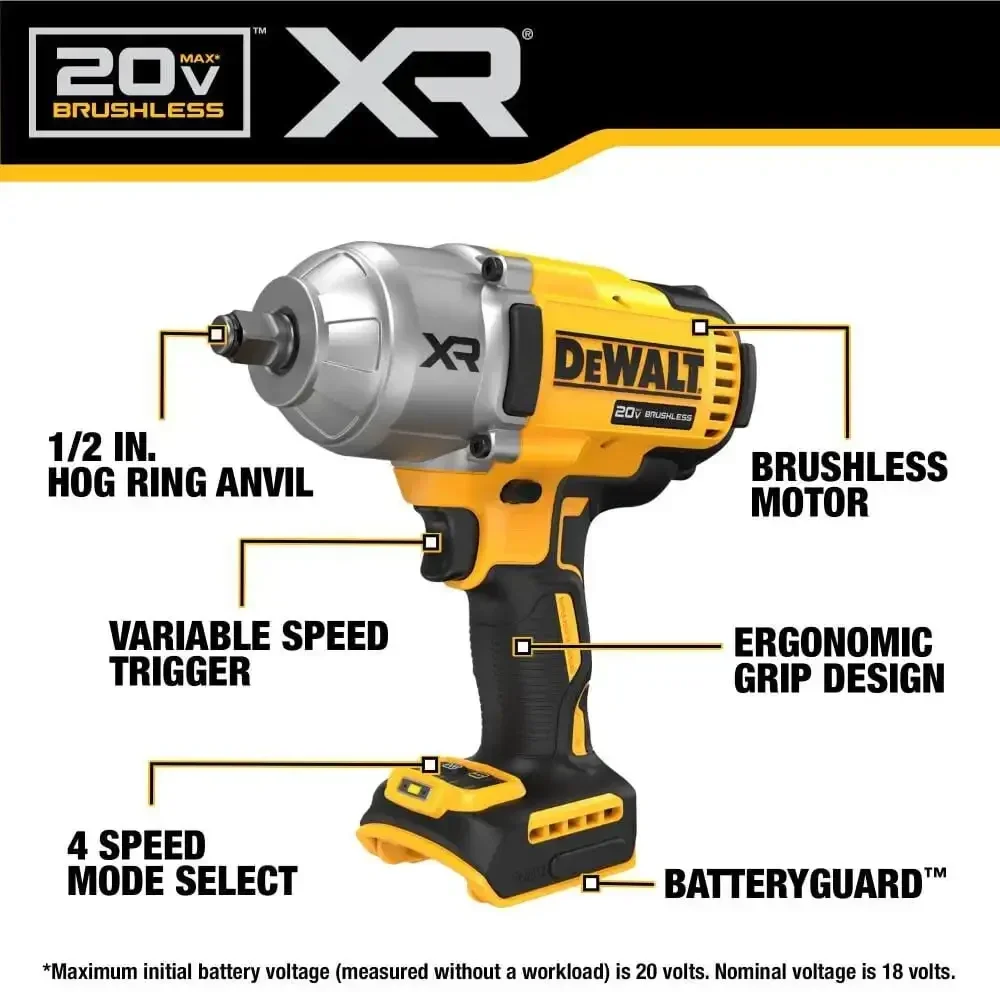 DEWALT DCF900 20В бесщеточный ударный ключ 1/2 дюйма высокий крутящий момент со свиным