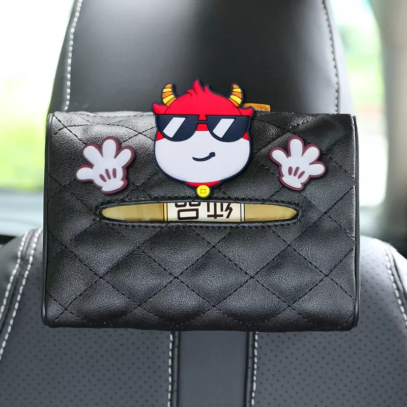 

AUTO PARTS Creative Car Tissue Box Cover Cartoon Cute Seat Car Hanging Type Car Tissue Paper Multifunctional Car Decoration